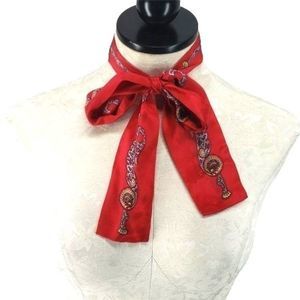 Vicky Davis red paisley Silk Tout Soie neck‎ tie bow tie